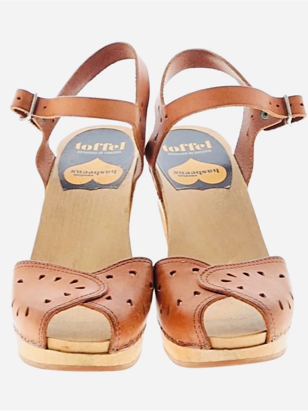 Swedish Hasbeens Toffel Peep-Toe Sweetheart Heeled Sandal in Women’s Size 38 - Picture 2 of 10